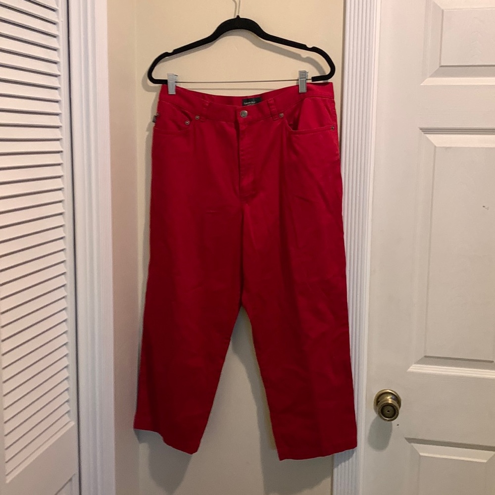 Lauren Ralph Lauren Bright Red Cropped Straight-Leg Pants